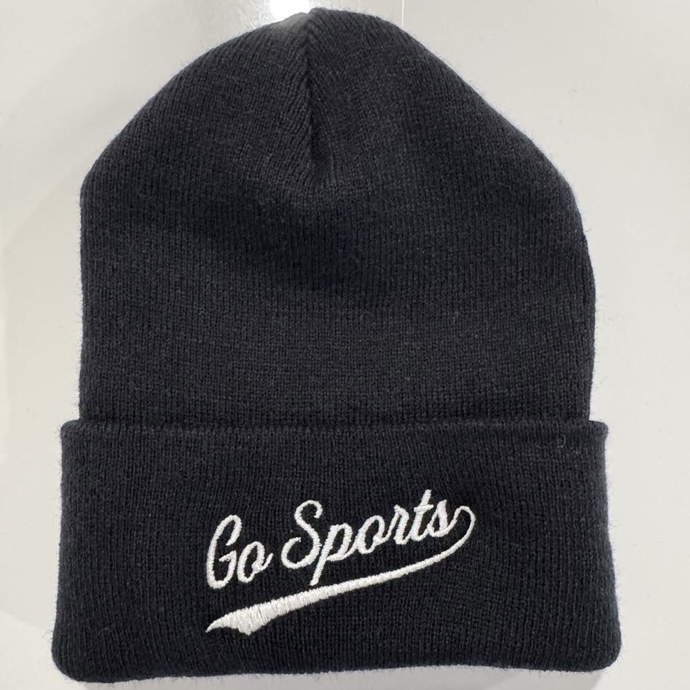 Classic Black Go Sports Beanie with Embroidery